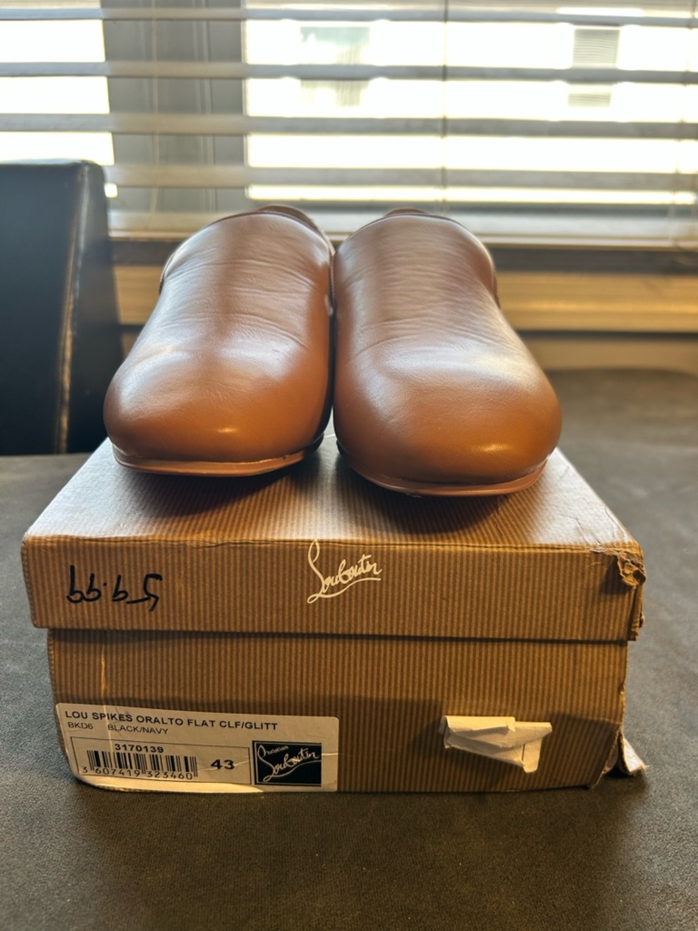 Christian Louboutin Men's Tan Leather Slip-On Loafers - Picture 2 of 8